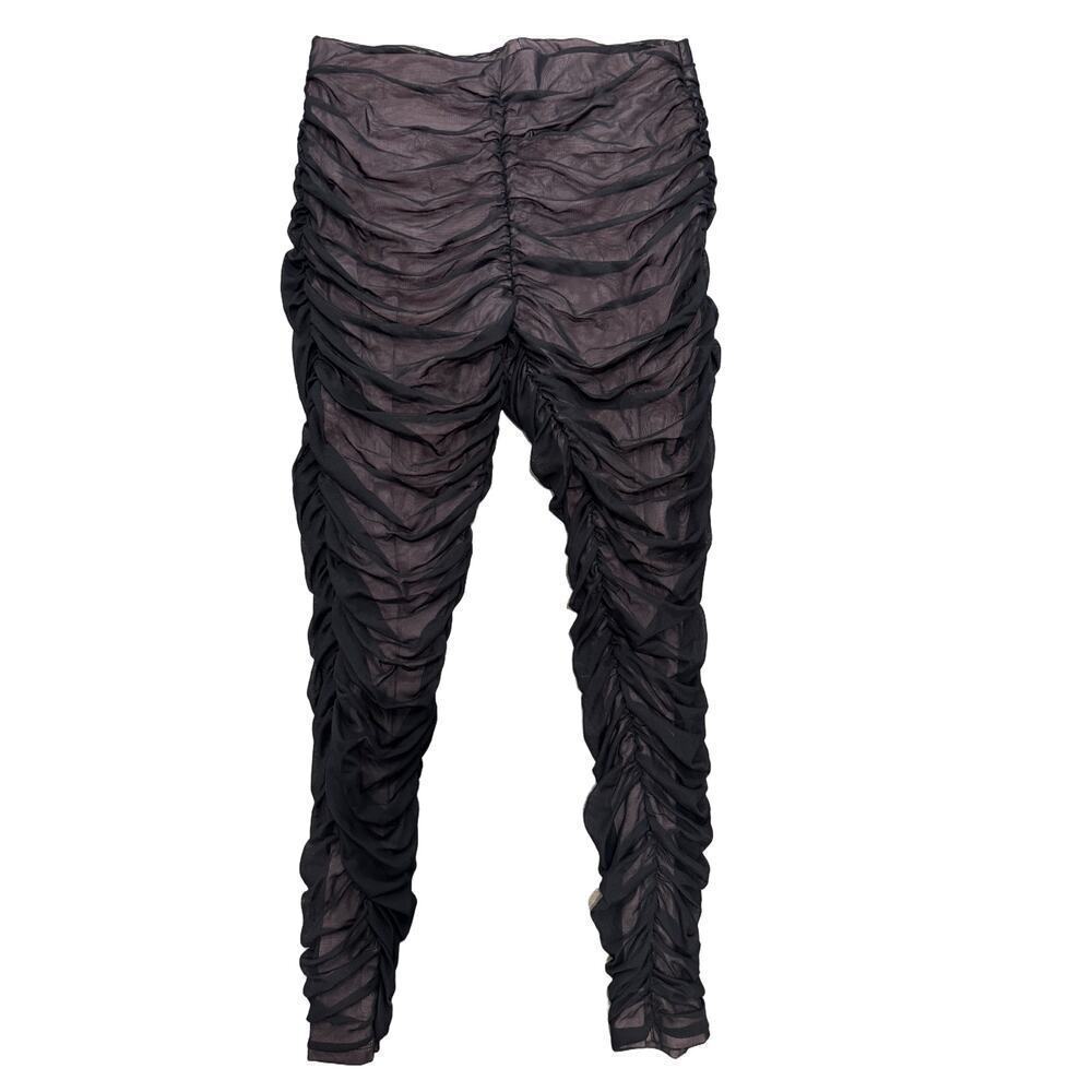 Express Medium Black Ruched Sheer Mesh Sexy Club Leggings